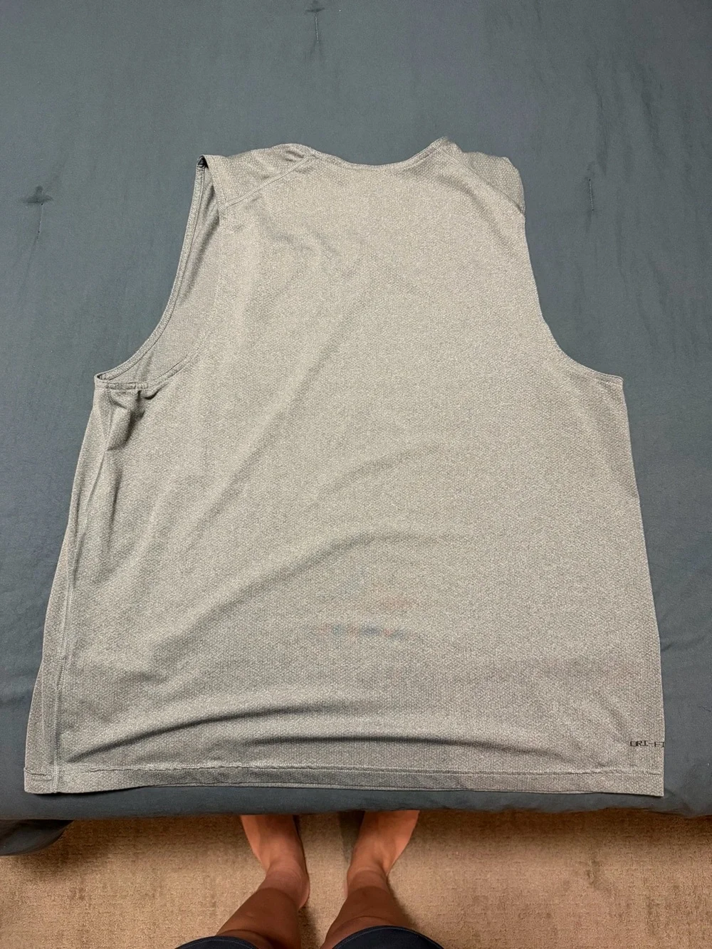 Nike Men’s Light Gray Athletic Tank Top with Black Swoosh